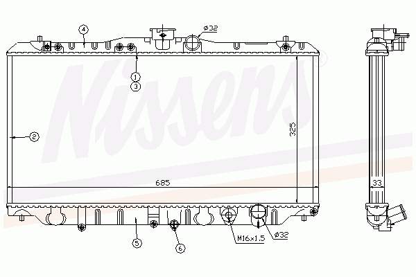 Radiador refrigeración del motor 62277 Nissens