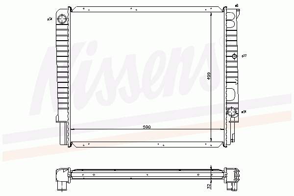 Radiador refrigeración del motor 65531A Nissens