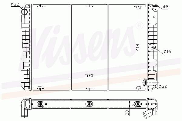 Radiador refrigeración del motor 65516 Nissens