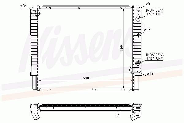 Radiador refrigeración del motor 65523A Nissens