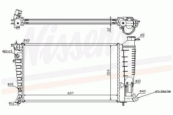 Radiador refrigeración del motor 61381 Nissens