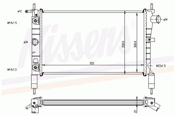 Radiador refrigeración del motor 63283A Nissens