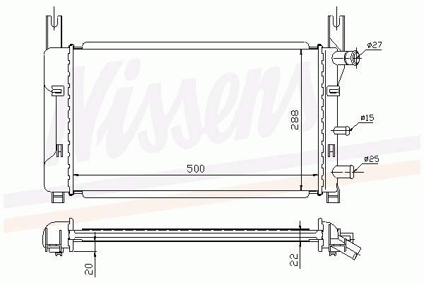 Radiador refrigeración del motor 62121A Nissens