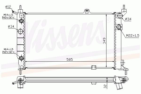 Radiador refrigeración del motor 63253A Nissens