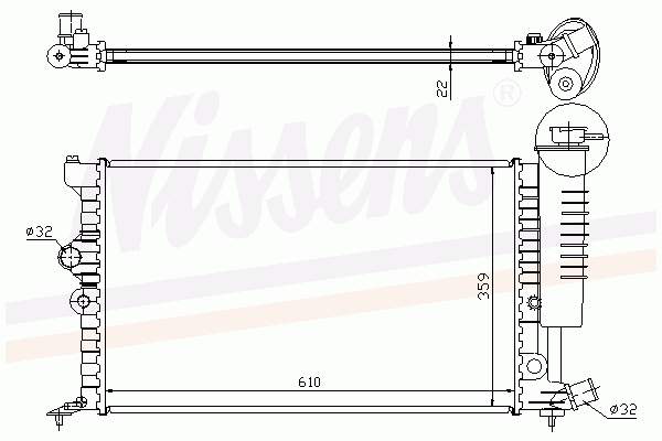 Radiador refrigeración del motor 61399A Nissens