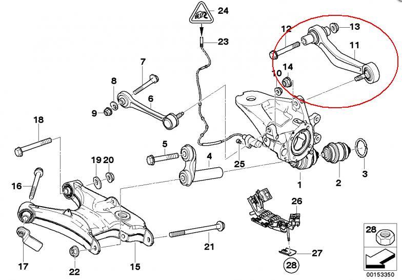 Brazo superior derecho de la suspensión trasera 33326770860 BMW