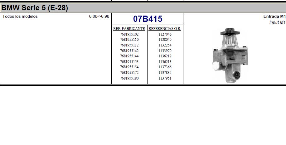 07B415 Sercore bomba hidráulica de dirección