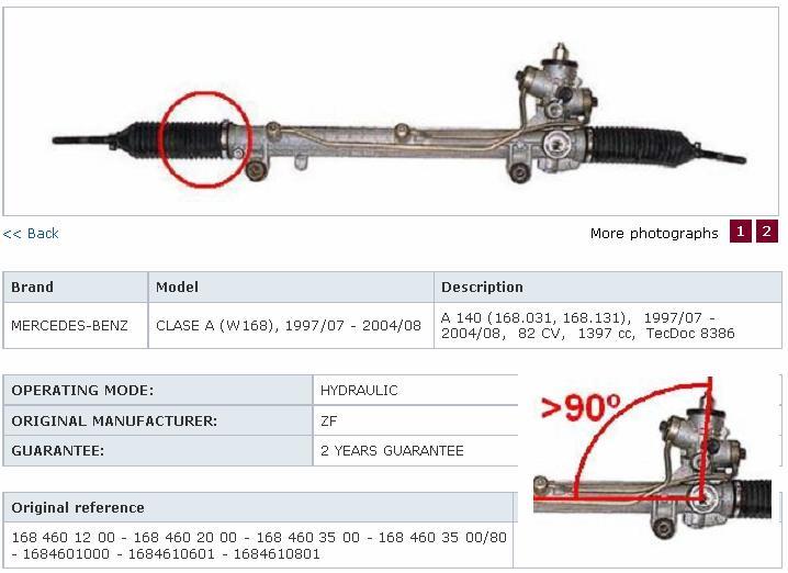 Comprar 168460350080 Mercedes Cremallera