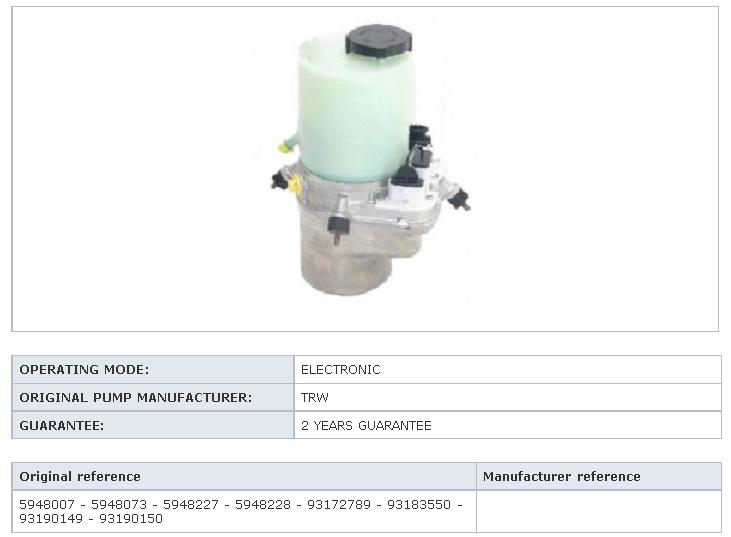 Bomba de dirección 5948073 Opel