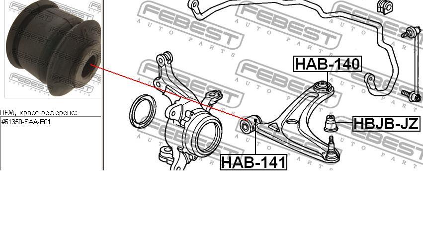 Silentblock de suspensión delantero inferior HAB141 Febest
