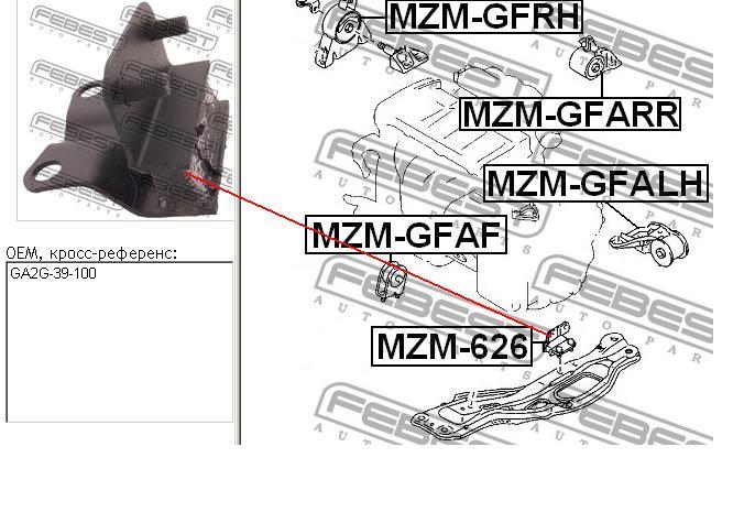 Soporte, motor, inferior MZM626 Febest