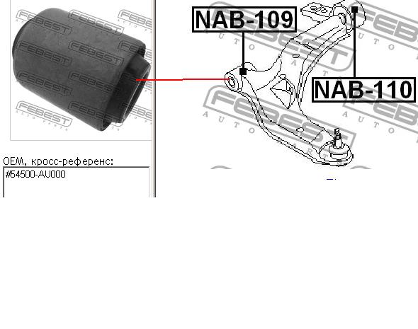 NAB-109 Febest silentblock de suspensión delantero inferior