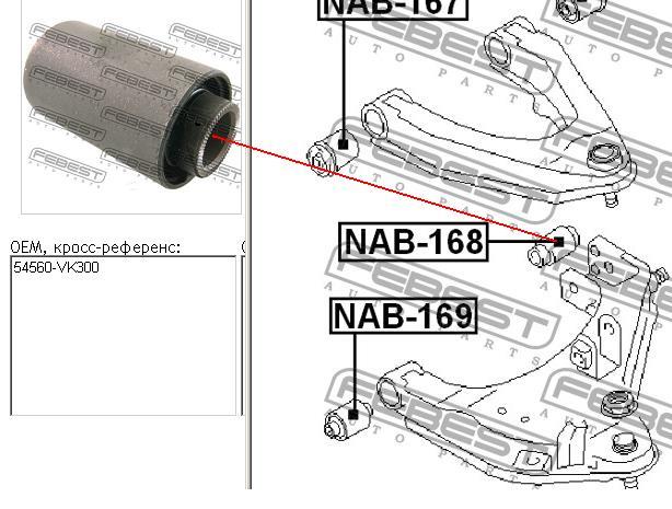 Silentblock de suspensión delantero inferior NAB168 Febest