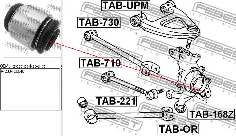 TAB-168Z Febest silentblock de mangueta trasera