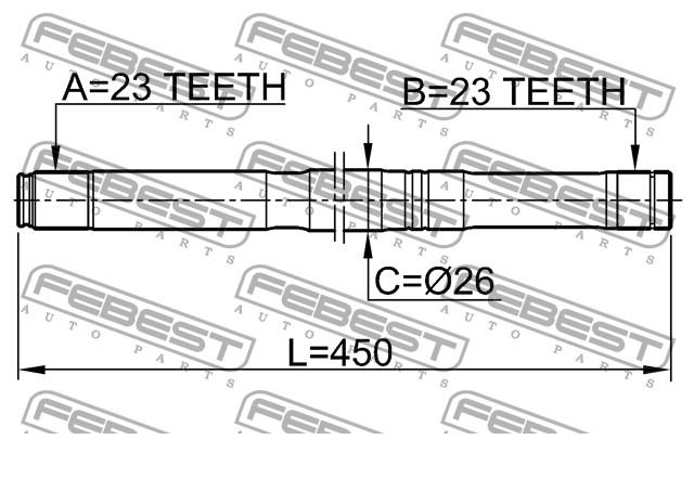 Árbol de transmisión delantero izquierdo 0212QG16LH Febest