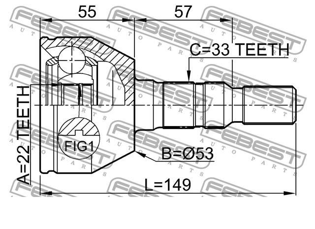 1810-ZAF Febest junta homocinética exterior delantera