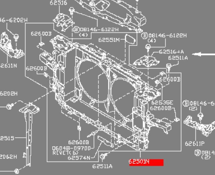 Soporte de radiador completo (panel de montaje para foco) para Infiniti G35 (V36)