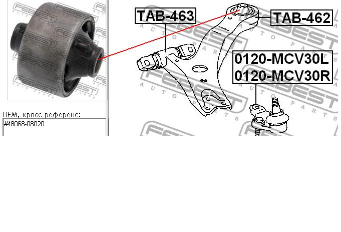 TAB462 Febest silentblock de suspensión delantero inferior