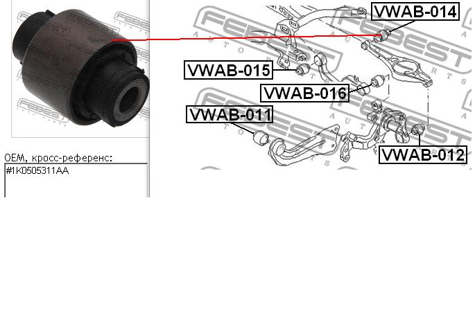 Buje del brazo inferior trasero VWAB014 Febest