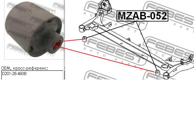 Suspensión, cuerpo del eje trasero MZAB052 Febest