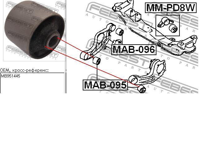 MAB-096 Febest silentblock,suspensión, cuerpo del eje delantero, trasero