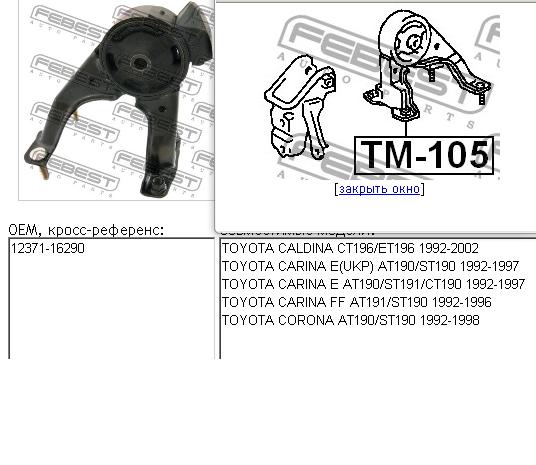 TM105 Febest soporte de motor trasero
