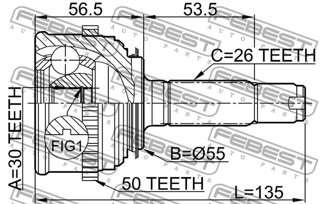Junta homocinética exterior delantera Febest 0310024A50