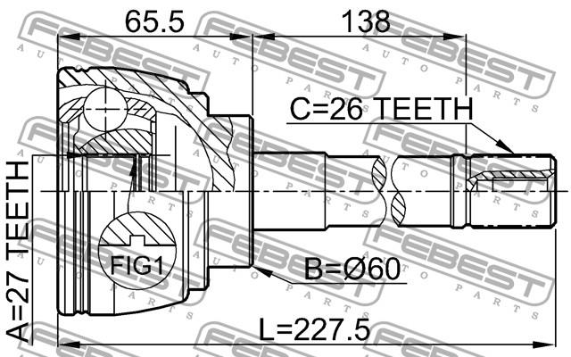 Junta homocinética exterior delantera 4346039275 Toyota