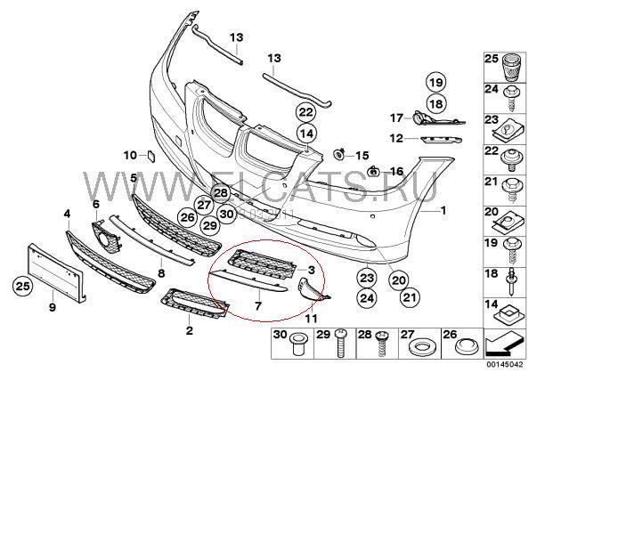 Moldura de rejilla de radiador izquierda para BMW 3 (E90)