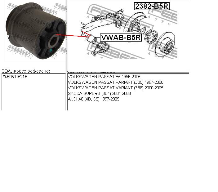 Silentblock del subchasis trasero Febest VWABB5R precio, desde 21,81 EUR