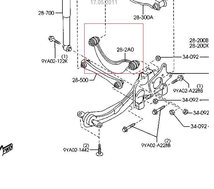 Comprar BBM228C10 Mazda Brazo superior de suspensión trasera izquierdo/derecho