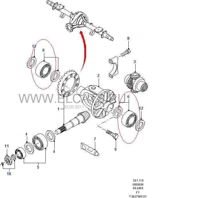 T132941 Ford cojinete de diferencial, eje trasero