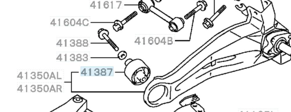 Suspensión, brazo oscilante, eje trasero, inferior 4120A012 Mitsubishi