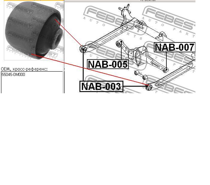 Suspensión, cuerpo del eje trasero NAB003 Febest