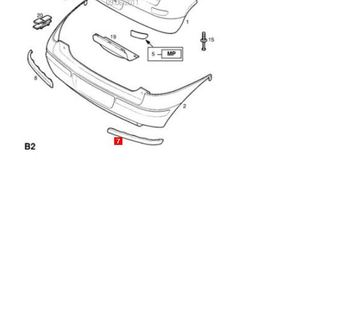 Moldura de parachoques trasero derecho 5557966 Polcar