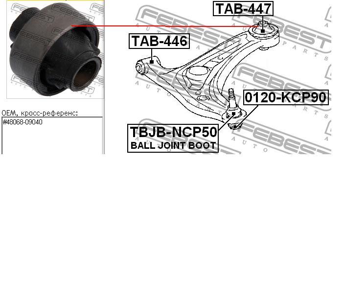 TAB-447 Febest silentblock de suspensión delantero inferior