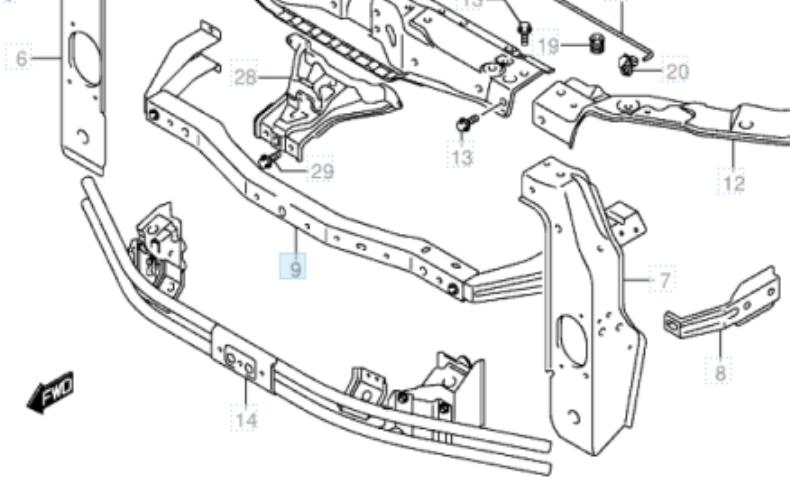 5822065J00000 Suzuki soporte de radiador inferior (panel de montaje para foco)