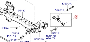 552503K000 Hyundai/Kia barra transversal de suspensión trasera