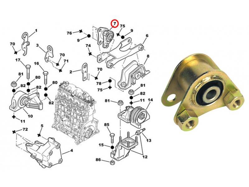 184665 Peugeot/Citroen soporte, motor izquierdo, delantero