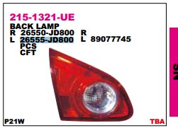 Comprar 26555JD800 Nissan/Infiniti Piloto trasero interior izquierdo