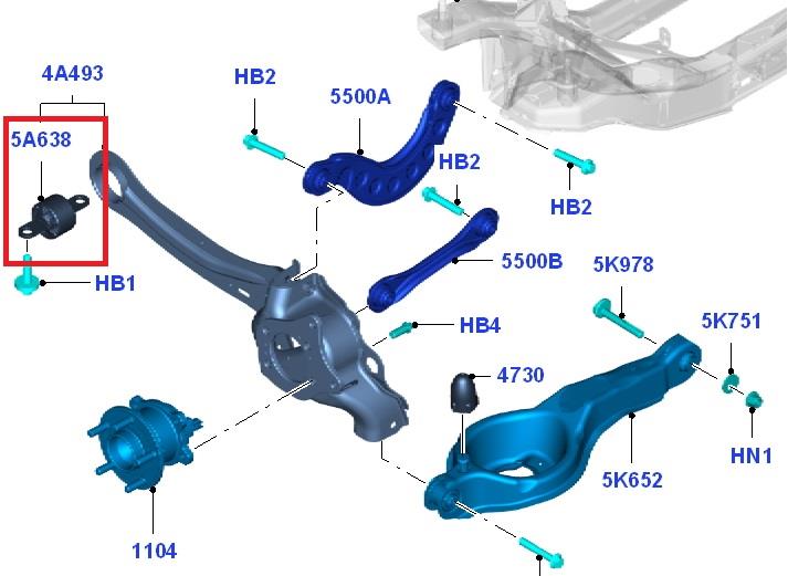 Buje delantero del brazo longitudinal trasero 1692849 Ford