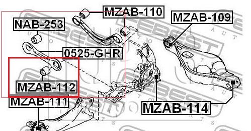 Silentblock de brazo transversal de suspensión trasera MZAB112 Febest