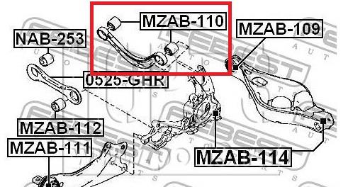 MZAB-110 Febest silentblock de brazo de suspensión trasero superior