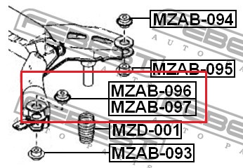MZAB096 Febest suspensión, cuerpo del eje trasero