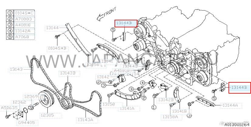 13144AA140 Subaru carril de deslizamiento, cadena de distribución, culata superior
