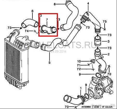 0382H3 Peugeot/Citroen tubo flexible de aire de sobrealimentación derecho