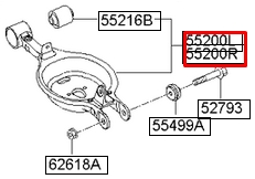 Brazo suspension (control) trasero inferior izquierdo KIA Quoris 