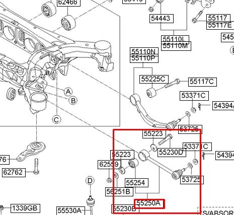 Barra transversal de suspensión trasera 552503M000 Hyundai/Kia