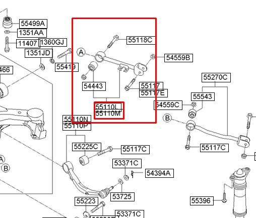 551013N000 Hyundai/Kia barra transversal de suspensión trasera