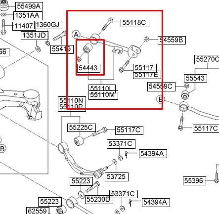 Silentblock de brazo suspensión trasero transversal 551383N100 Hyundai/Kia